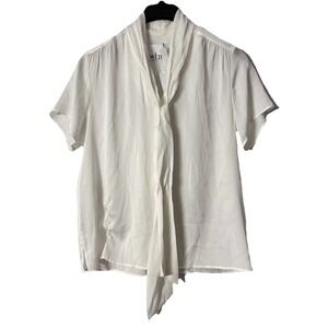 NWT Weill Paris Womens Silk Blend Short Sleeve Monroe Ecru Blouse Shirt‎ Size 2